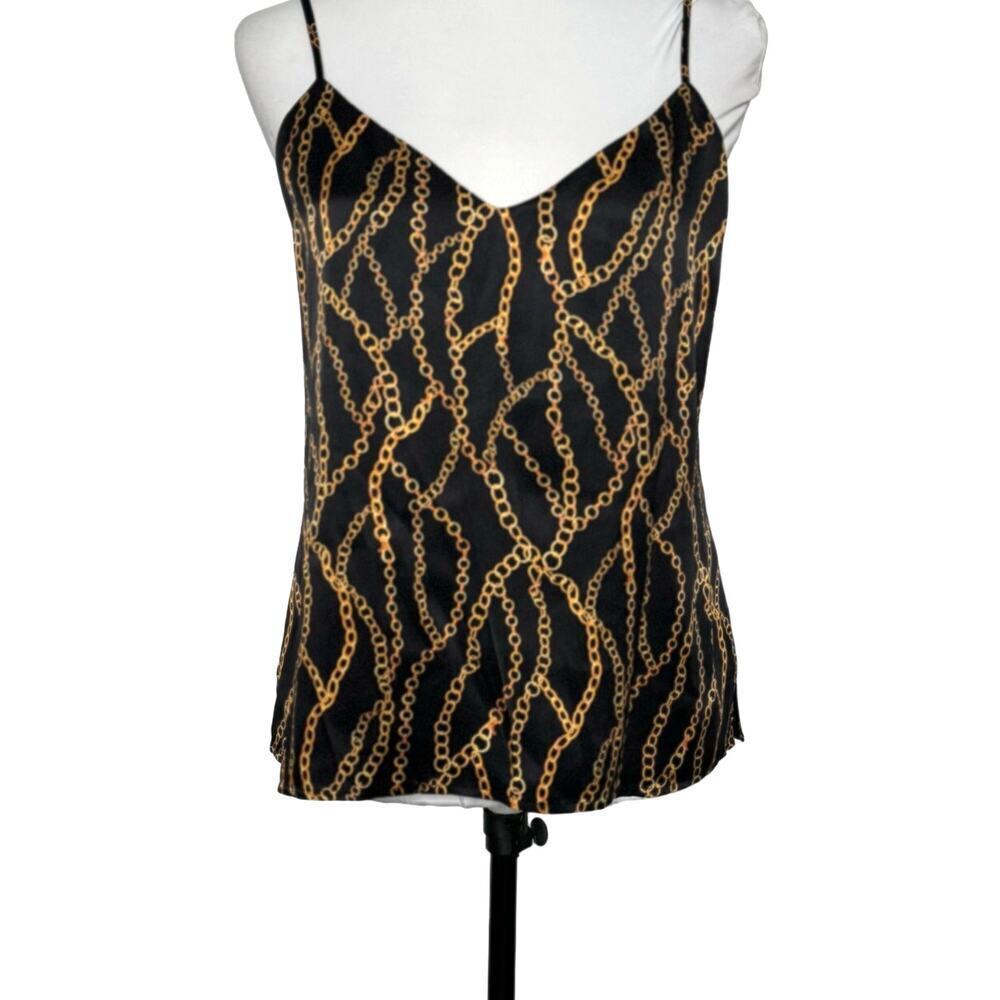 L'AGENCE Black and Gold Chain Print Blouse